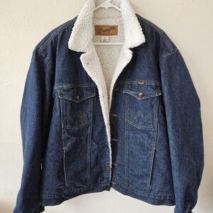 Vintage Wrangler Sherpa Denim Jacket 100% Cotton Made In USA